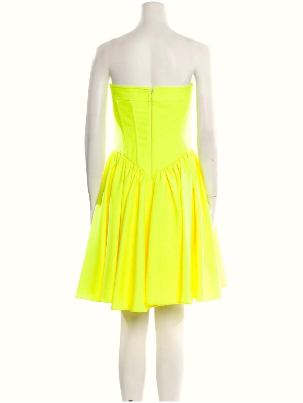 $1170 NWT Philosophy di Lorenzo Serafini Strapless Neon Yellow Dress US 6 IT 42 - Picture 8 of 9